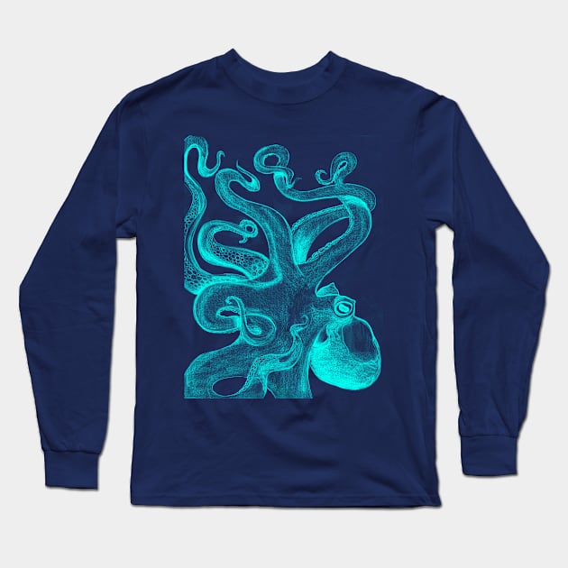 Teal Octopus Long Sleeve T-Shirt by AltIllustration